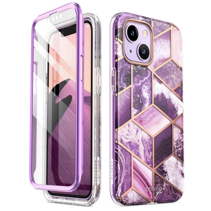 Bild 1, Supcase iPhone 15 Plus / 14 Plus Skal Cosmo Marmor Lila