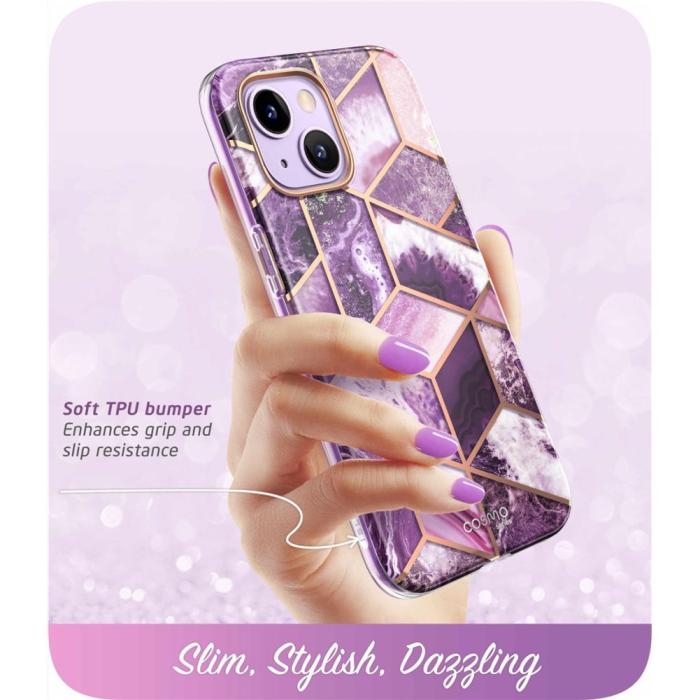 Bild 3, Supcase iPhone 15 Plus / 14 Plus Skal Cosmo Marmor Lila