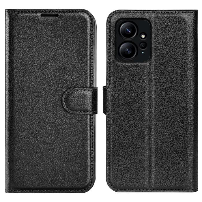 Bild 1, Xiaomi Redmi Note 12 4G Fodral Litchi Läder Svart