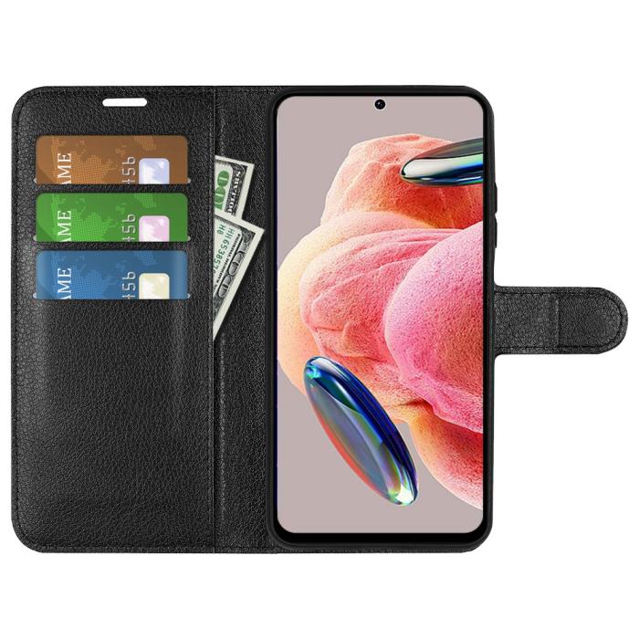 Bild 2, Xiaomi Redmi Note 12 4G Fodral Litchi Läder Svart