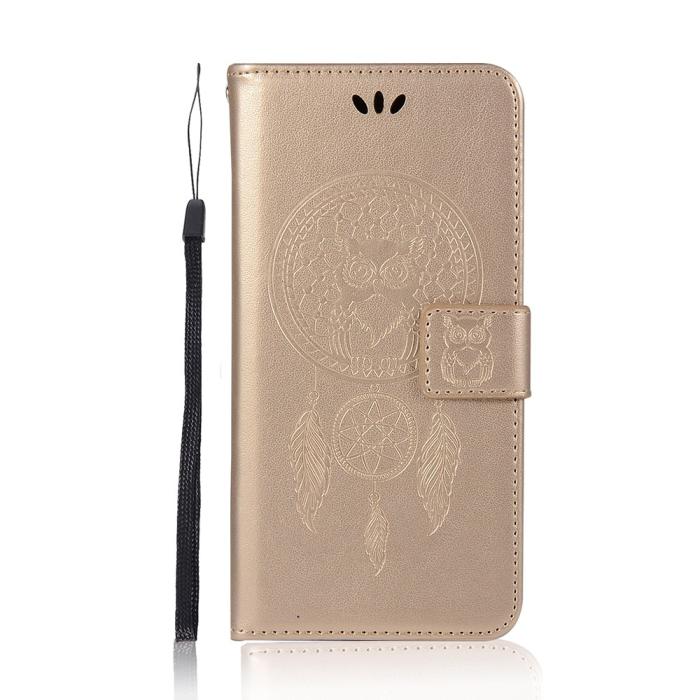 Bild 2, Xiaomi Redmi 9C Fodral Owl Dream Catcher Guld