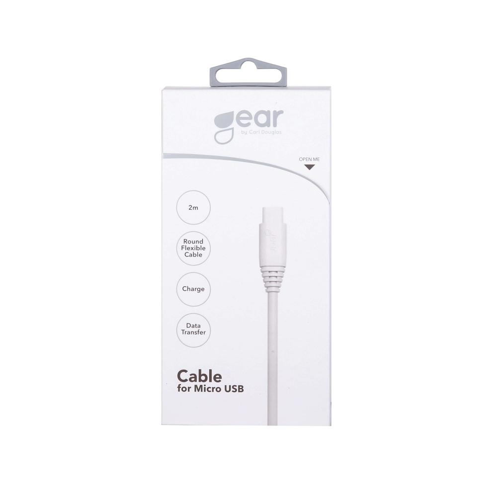 GEAR Laddkabel MicroUSB 2m Kabel Vit