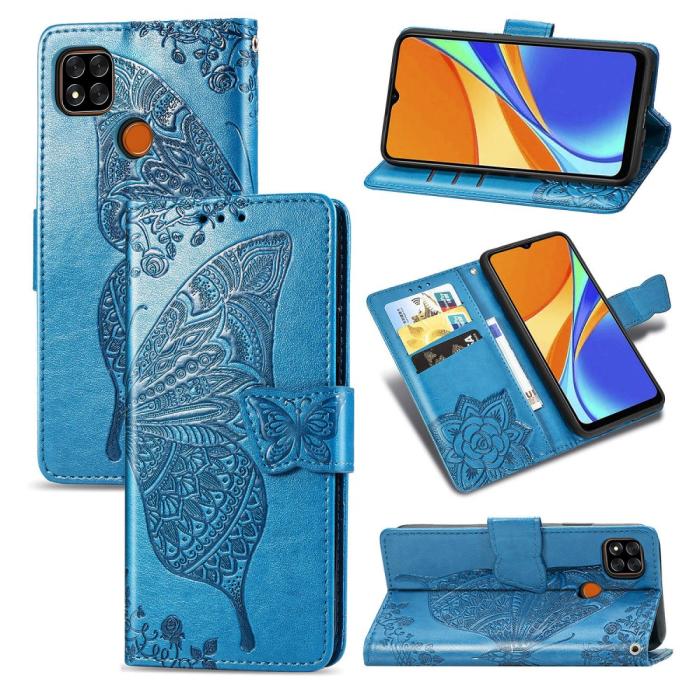 Bild 1, Xiaomi Redmi 9C Fodral Butterfly Blå