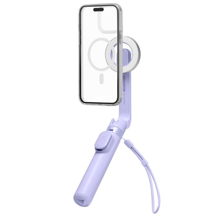 Bild 3, Spigen 74 cm MagSafe Bluetooth Selfiestick Tripod Lavender