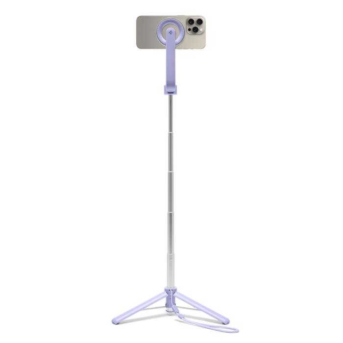 Bild 6, Spigen 74 cm MagSafe Bluetooth Selfiestick Tripod Lavender