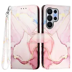 Samsung Galaxy S26 Ultra Fodral L&auml;der Marmor Ros&eacute;guld
