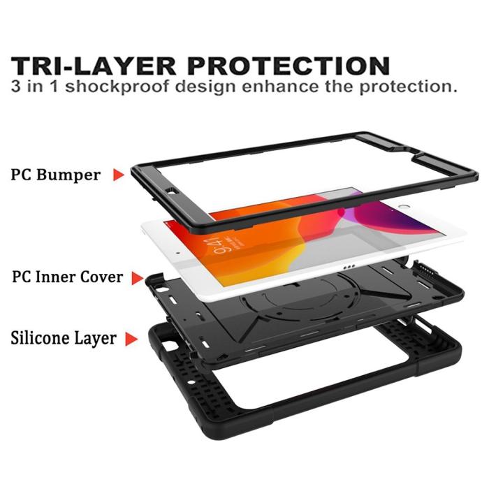 Bild 6, iPad 10.2 2019/2020/2021 Skal Hybrid 360 Kickstand Svart