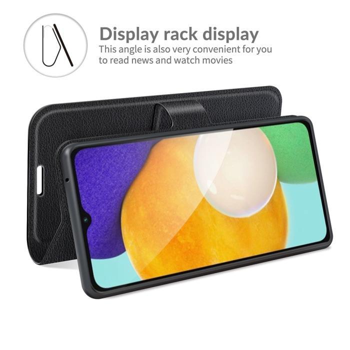 Bild 6, Samsung Galaxy A04s / A13 5G Fodral Litchi Läder Svart