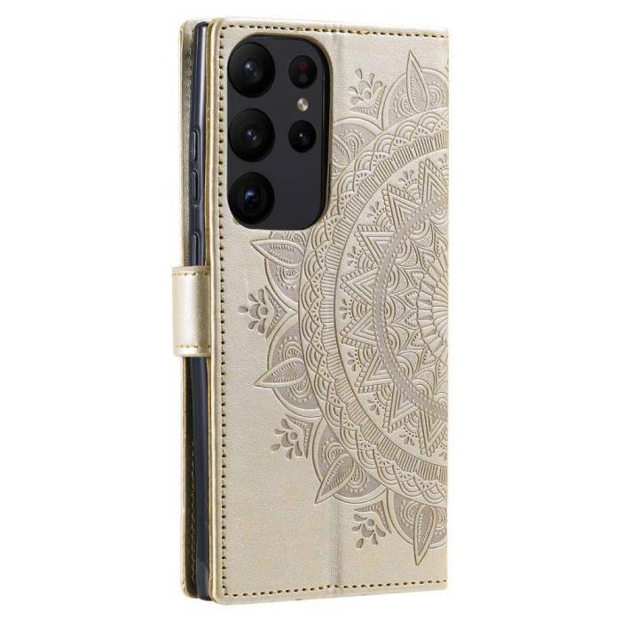 Bild 6, Samsung Galaxy S23 Ultra Fodral Mandala Läder Guld