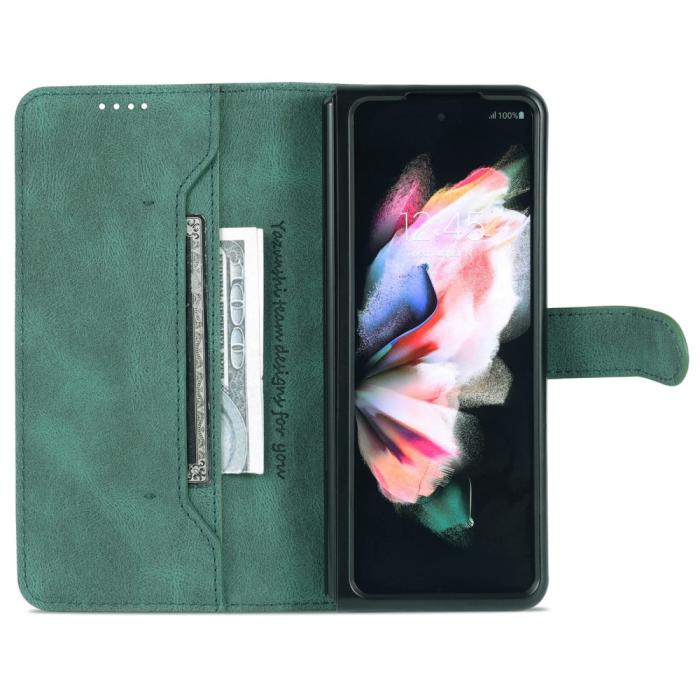 Bild 2, AZNS Galaxy Z Fold 5 Fodral Läder Grön