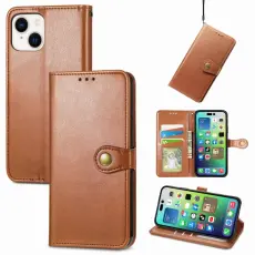 iPhone 15 Pro Fodral Solid Med Magnetisk M&auml;ssing Brun