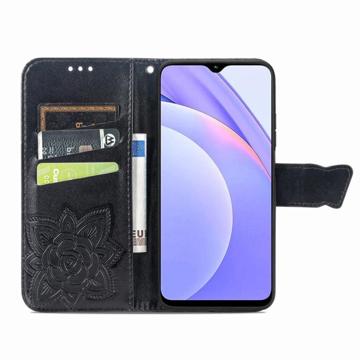Bild 4, Xiaomi Redmi 9T - Butterfly Läder Fodral - Svart