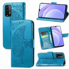Xiaomi Redmi 9T - Butterfly L&auml;der Fodral - Bl&aring;