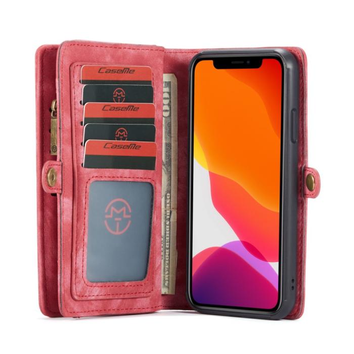 Bild 5, iPhone 11 - CASEME 2-i-1 Multifunktionellt Plånboksfodral - Röd
