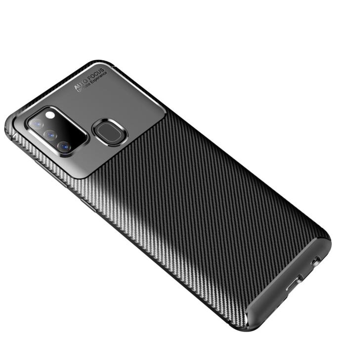 Bild 2, Samsung Galaxy A21s - Kolfiber Textur Skal - Svart