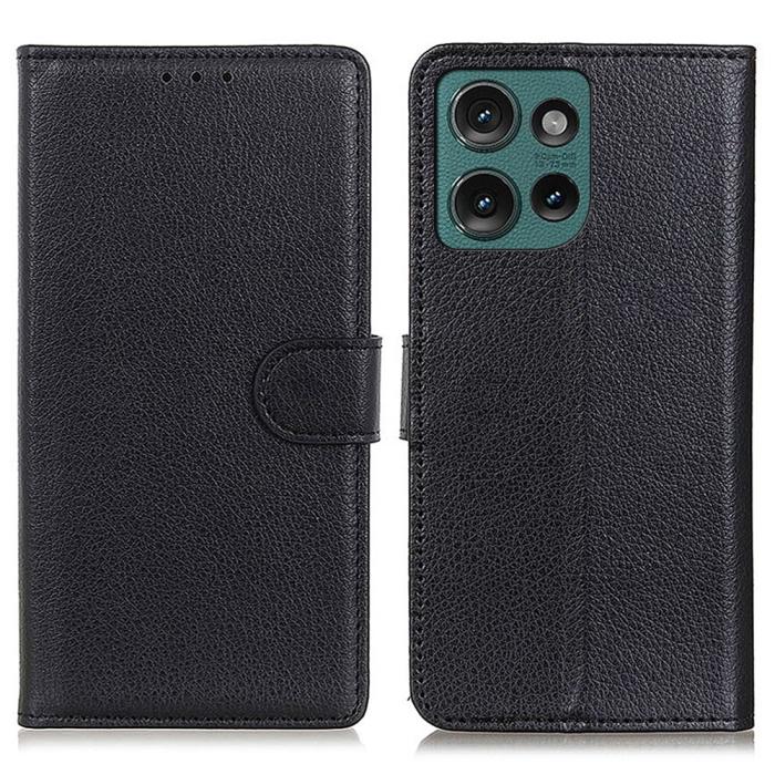 Bild 1, Motorola Edge 50 Neo Fodral Litchi Läder Svart
