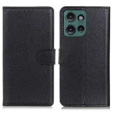Motorola Edge 50 Neo Fodral Litchi Läder Svart