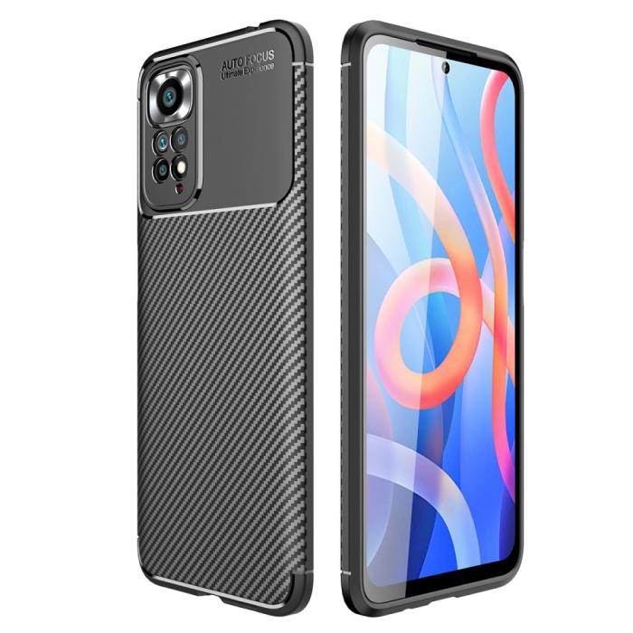 Bild 1, Xiaomi Redmi Note 11 4G Skal Kolfiber Textur Svart