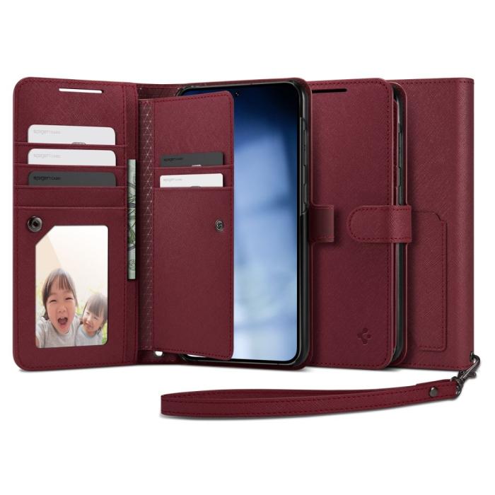 Bild 1, Spigen Galaxy S23 Plus Fodral Wallet 'S' Plus Burgundy