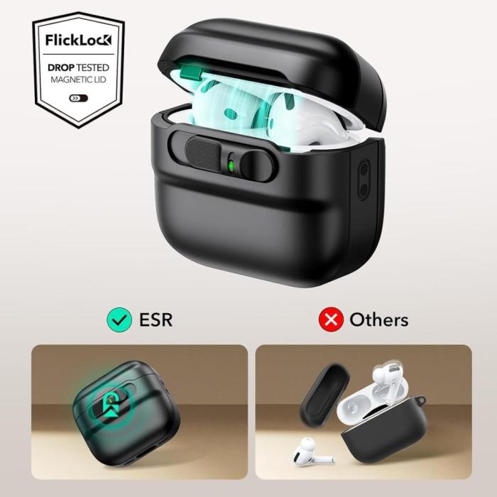 Bild 4, ESR AirPods 4 Skal MagSafe Pulse HaloLock Svart