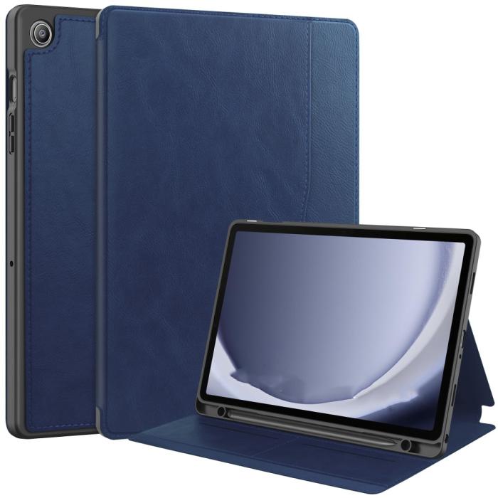 Bild 1, Galaxy Tab A9 Plus Fodral Business Läder Pennhållare Blå