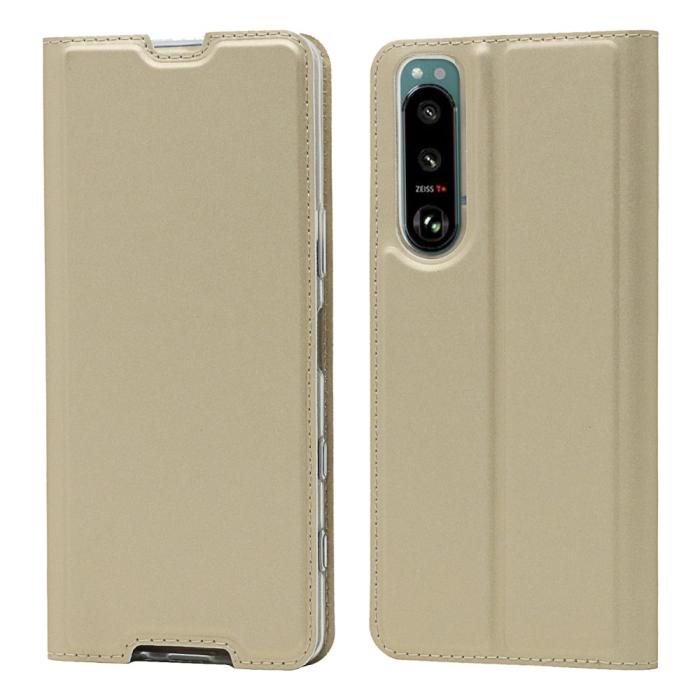Bild 1, Sony Xperia 5 III Fodral Skin Touch Läder Guld
