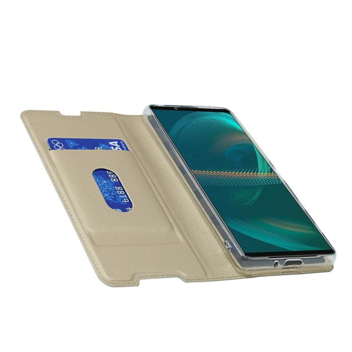 Bild 6, Sony Xperia 5 III Fodral Skin Touch Läder Guld