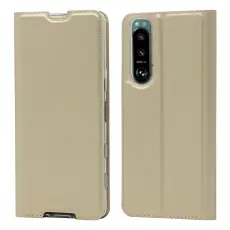 Sony Xperia 5 III Fodral Skin Touch Läder Guld