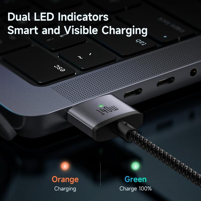 Bild 6, Mcdodo 2m 140W USB-C - MagSafe 3 Magnetisk Kabel LED Indikator