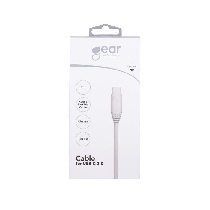 Bild 2, GEAR Laddkabel 2m USB-C till USB-A Vit