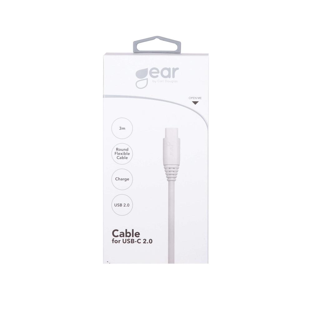 GEAR Laddkabel 3m USB-C till USB-A Vit