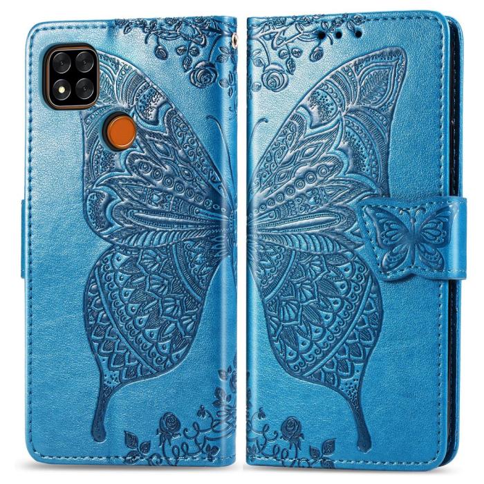 Bild 2, Xiaomi Redmi 9C Fodral Butterfly Blå