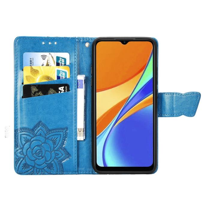 Bild 5, Xiaomi Redmi 9C Fodral Butterfly Blå