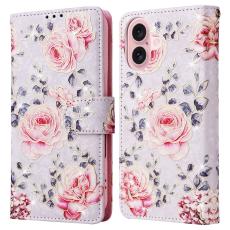 iPhone 16 Fodral RFID L&auml;der Rosa Blommor