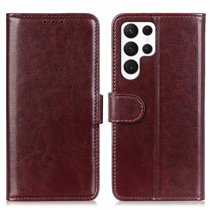 Bild 1, Samsung Galaxy S24 Ultra Fodral Crazy Horse Läder Brun