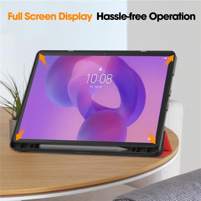 Bild 5, Lenovo Idea Tab Pro Fodral Tri-Fold Läder Röd