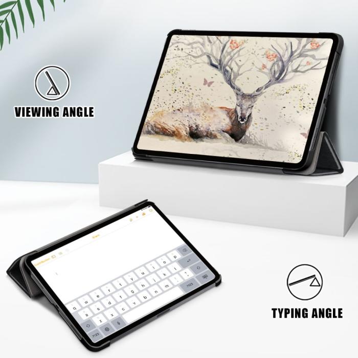 Bild 4, iPad Air 2025-2020 Fodral Tri-Fold Litchi Svart
