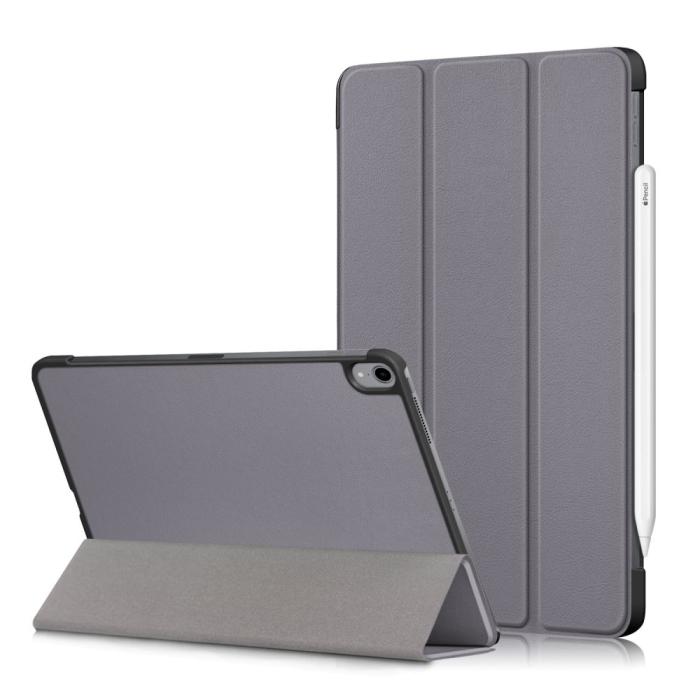 Bild 1, iPad Air 2025-2020 Fodral Tri-Fold Litchi Grå