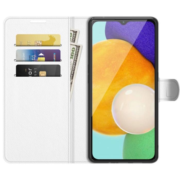 Bild 4, Samsung Galaxy A04s / A13 5G Fodral Litchi Läder Vit