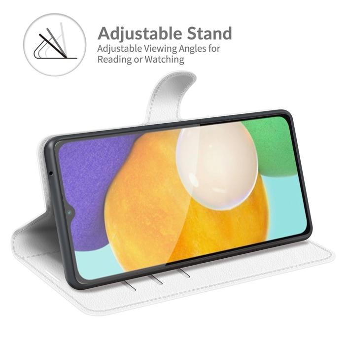 Bild 5, Samsung Galaxy A04s / A13 5G Fodral Litchi Läder Vit