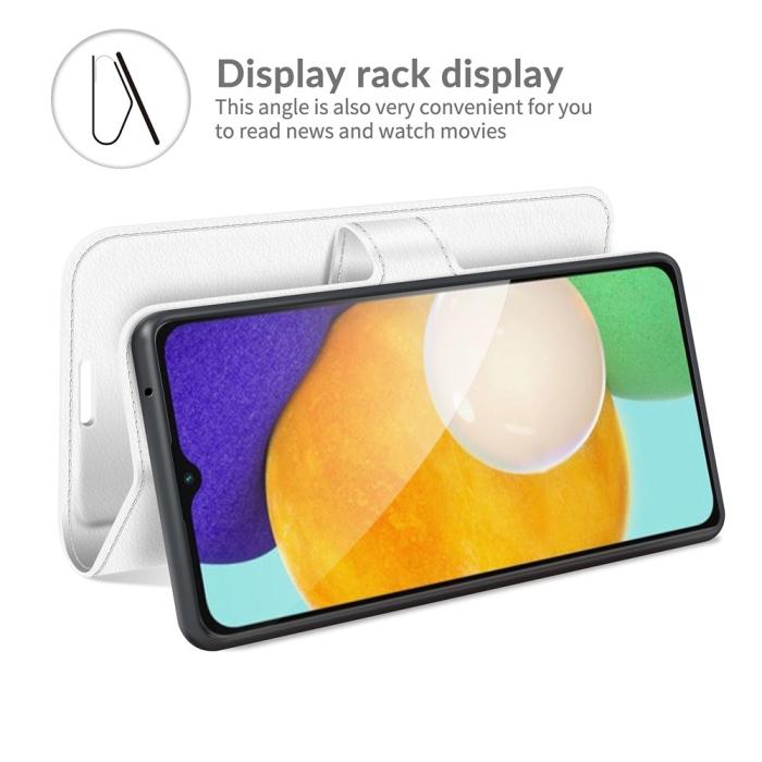 Bild 6, Samsung Galaxy A04s / A13 5G Fodral Litchi Läder Vit