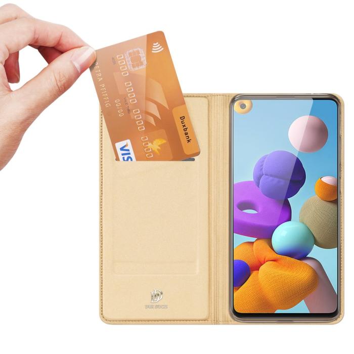 Bild 2, Samsung Galaxy A21s - DUX DUCIS Skin Pro Plånboksfodral - Guld