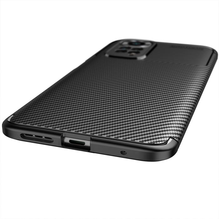 Bild 4, Xiaomi Redmi Note 11 4G Skal Kolfiber Textur Svart