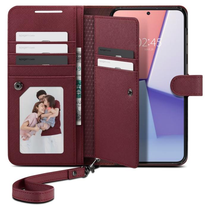Bild 2, Spigen Galaxy S23 Plus Fodral Wallet 'S' Plus Burgundy