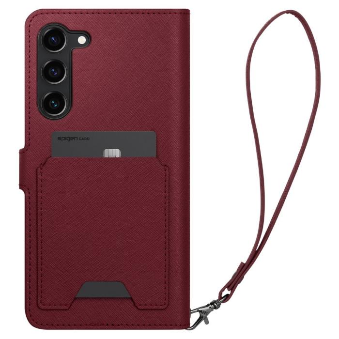Bild 4, Spigen Galaxy S23 Plus Fodral Wallet 'S' Plus Burgundy
