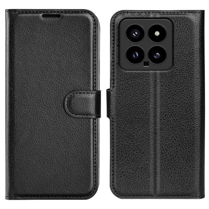 Bild 1, Xiaomi 14 Fodral Litchi Läder Svart