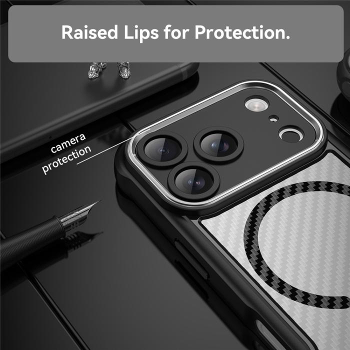 Bild 4, iPhone 17 Pro Skal MagSafe Kolfiber Textur Svart
