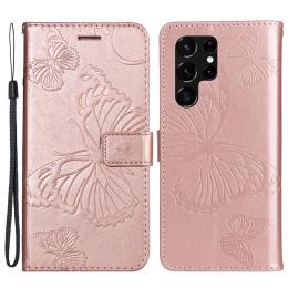 Samsung Galaxy S22 Ultra Fodral Tryck Butterfly Roséguld