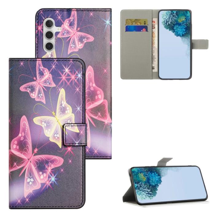 Bild 4, Samsung Galaxy A35 5G Fodral Med Tryck Glittriga Fjärilar