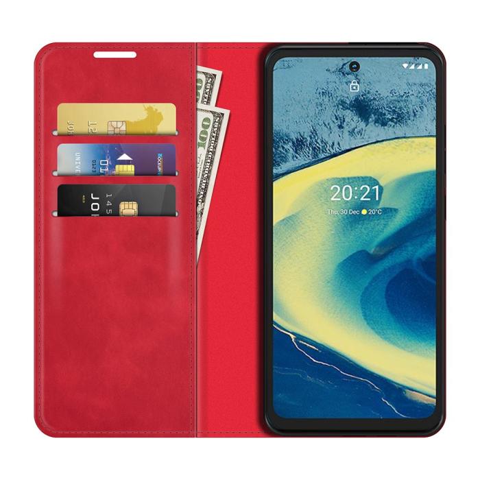 Bild 4, Nokia XR20 Fodral Skin Touch Flip Läder Röd